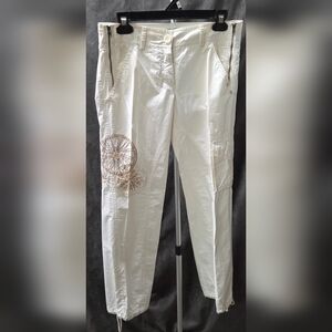 BCBGMaxAzria White Embroidered Trousers